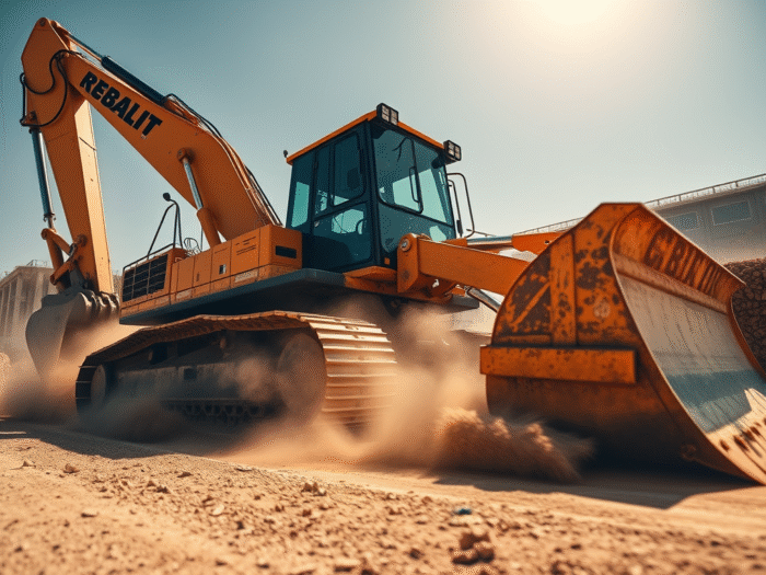 Earthmover at work on a large construction site
