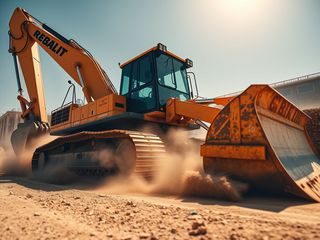 Earthmover at work on a large construction site