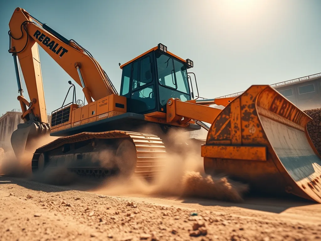 Earthmover at work on a large construction site