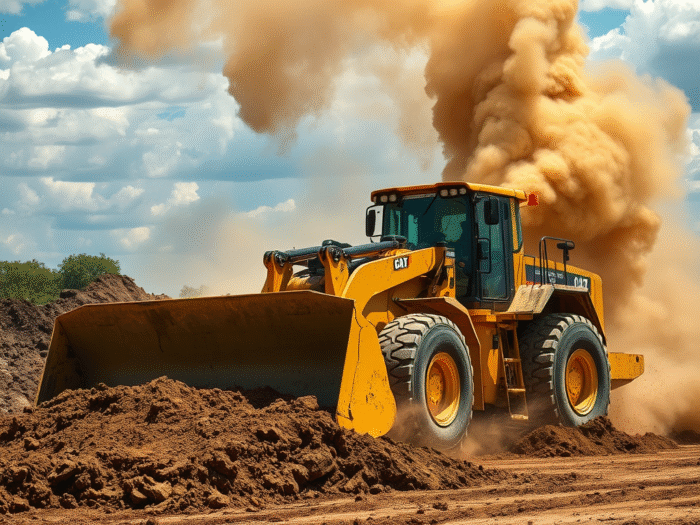 Bulldozer moving earth at a land development project