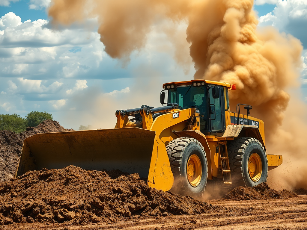 Bulldozer moving earth at a land development project